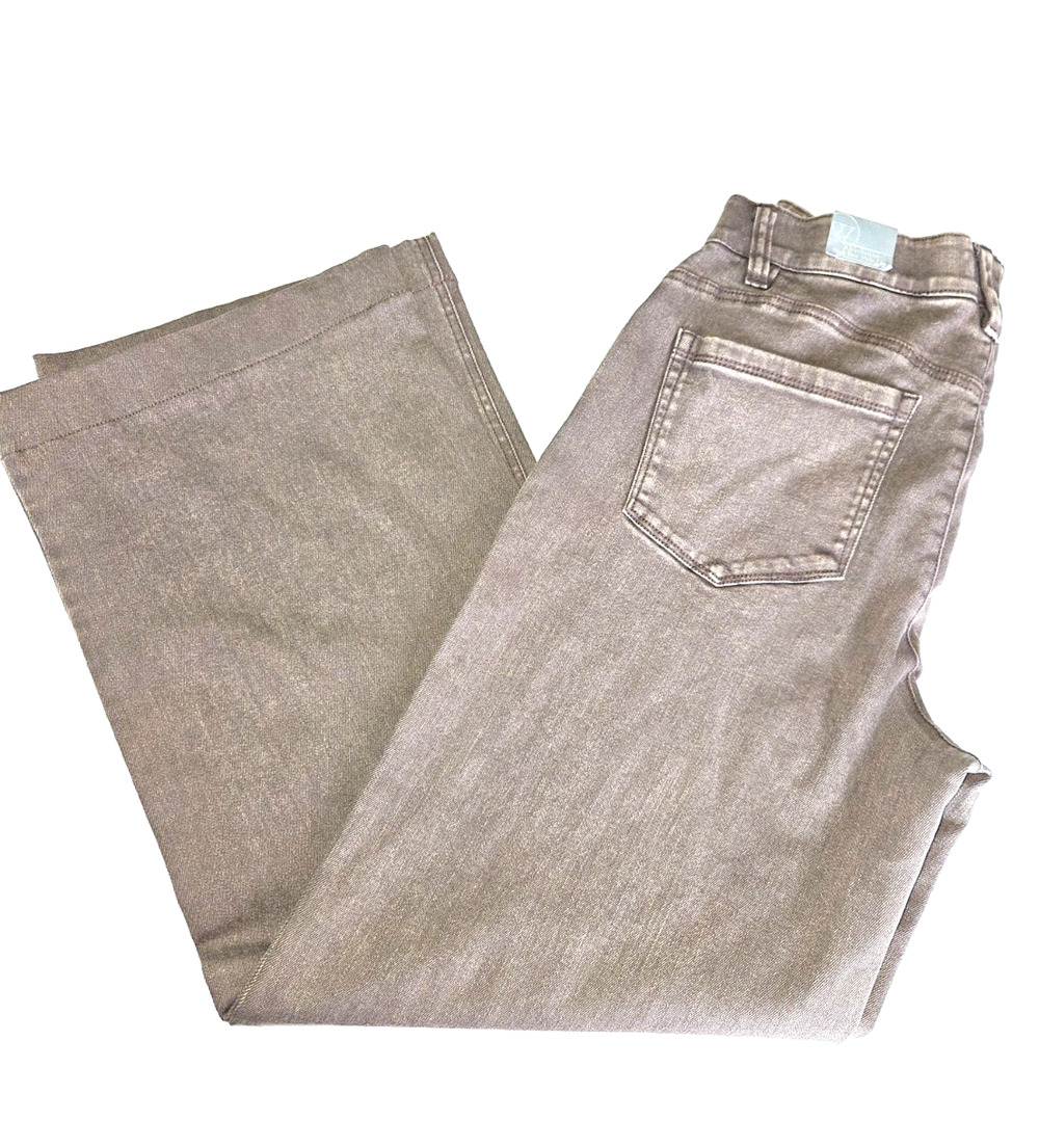 Wit & Wisdom Jeans Womens 8 High Rise Wide Leg Stretch Brown Wash NWT